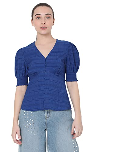 Image of VERO MODA Printed Polyester V Neck Womens Top