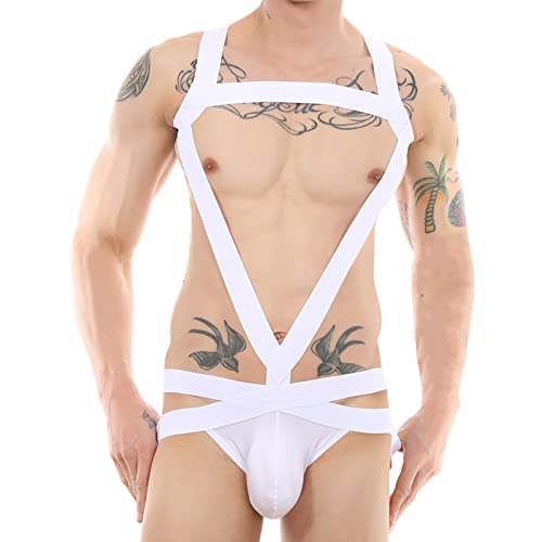 Men's Full Body Harness Stretchy Jockstrap Belt Strappy Elastic Lingerie Bandage Suspender Bodysuit Clubwear for Sex