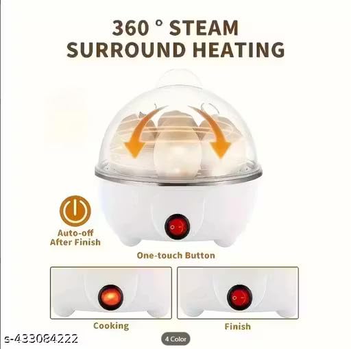Image of Electric Automatic Off 7 Egg Poacher - Steaming, Cooking, Boiling, Frying - Egg Steamer, Egg Cooker - Stainless Steel - color White1