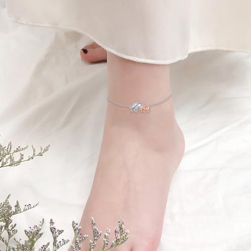 Image of 925 Sterling Silver Anklet Foot Bracelet with Crystal from Austria, Anklet Jewelry Gifts for Women 11 Inch Adjustable