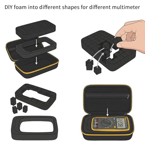 Image of Comecase Case Compatible for Fluke 17B+ /15B+ / 17B / 15B / /177 /179 / 113 /114 / 115 /116 / 117 /87V / 88V Digital Multimeter, Protective Travel Storage Bag with Detachable DIY Foam & Elastic Strap (Box Only)