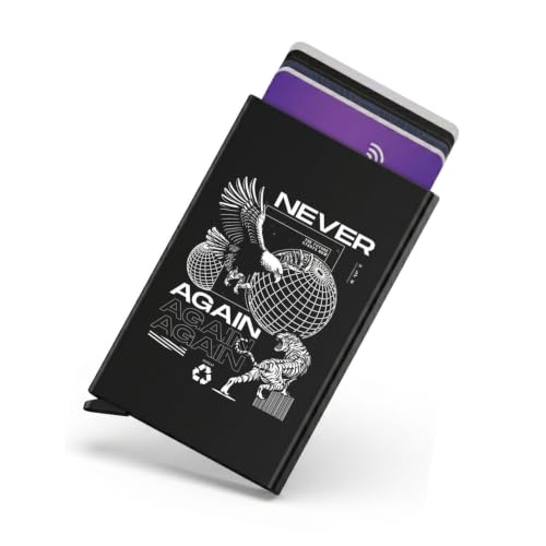 Image of Zip-Tap NFC Digital Contact Sharing Wallet Black Metal Laser Engraved Cyberpunk Design with Software Included RFID Blocking