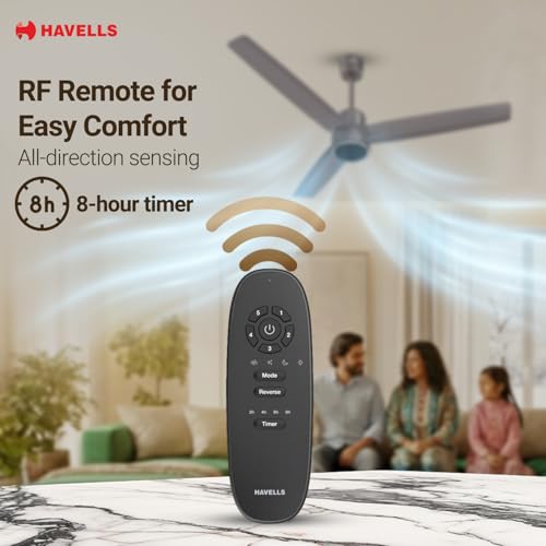 Image of Havells FAB Voice BLDC 1200 mm Ceiling Fan|Direct Voice Command| 5 Star| Upto 65% Saving| Air Delivery: 235 cmm| Low Noise|4 Speed Mode| 380 RPM| 2 Years Manufacturer Warranty (Stone Grey)