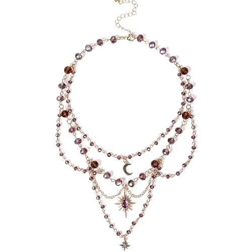 MOSTORY Renaissance Crystal Fairy Necklace - Fantasy Renfaire Necklace for Woodland Fairy Jewelry Women Cosplay