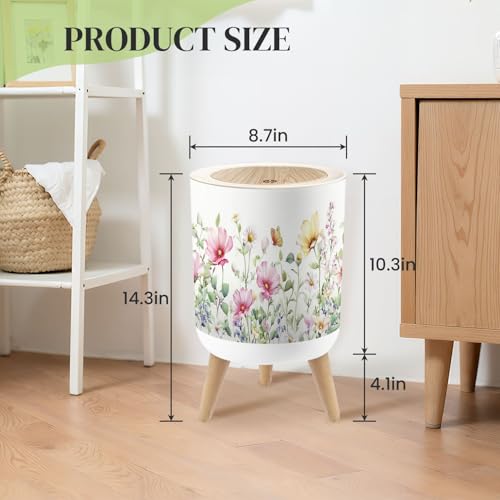 Pequeña caneca de basura redonda con tapa y patas 7L miniatura 3
