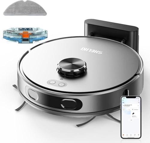 SHELIKI Robotic Vacuums Cleaner with LiDAR Navigation Smart & Strong Suction Obstacle Avoidance, for Wood/Hard Floors