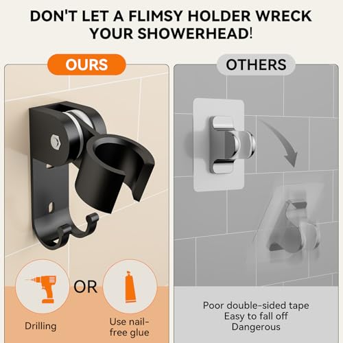 Dual Shower Head with Handheld for Couples, High Pressure Double Shower Heads for Two People Rod, Two Showerhead System Fit 2 Person, Gifts for Women Men, SPA-Like (Black, Segmented Design)