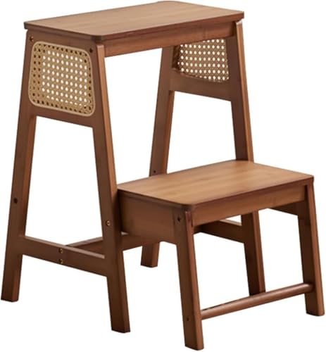 Tabouret escabeau pliant 2 niveaux en bambou portable pour cuisine et balcon