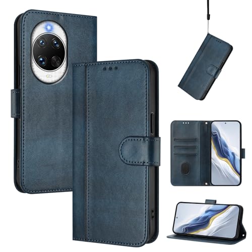 Pzwoxukhov Compatible with Huawei Nova 14 Pro Case Cover,Compatible with Huawei Nova 14 Pro with Card Slot,Stand Holder,PU Leather flip Shockproof Case Cover Blue