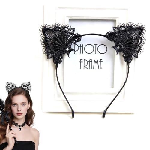 MYUBWTF 1PCS Black Lace Cat Ear Headband Cute Anti Slip Cats Ears Headband for Halloween Parties Masquerade Parties Role Playing Hair Accessories