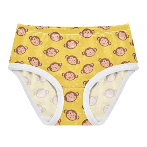 Little Girls' Soft Cotton Underwear Kids Breathable Comfort Cute Monkey Panties Briefs Toddler Undies
