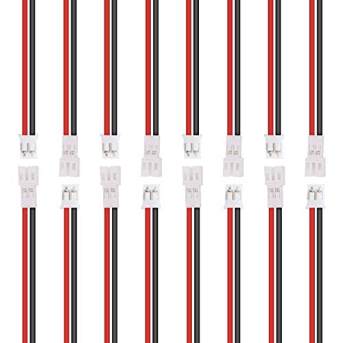 AYE 60pcs Micro JST-PH 2.0 Connector (Male & Female, 30 Pairs, 10cm, Red, 24AWG)