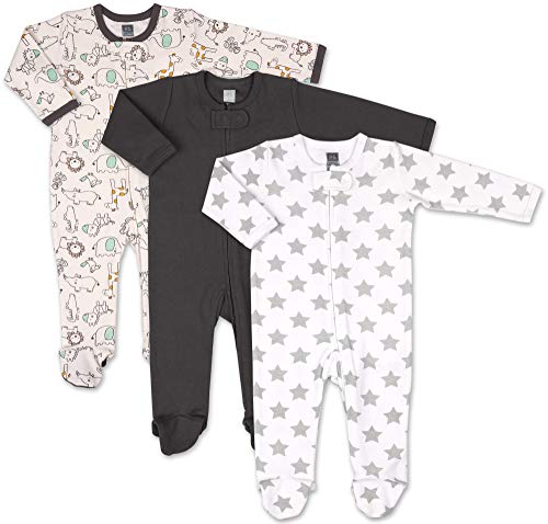 The Peanutshell Safari 3 Pack Sleeper Set for Baby Boys (3M) Black