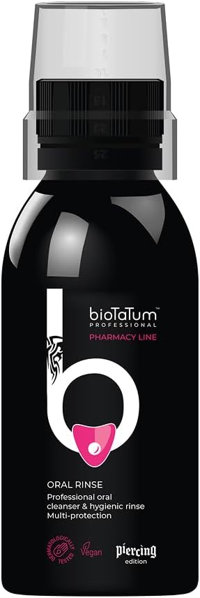 Cuidado posterior de piercings orales, cuidado de piercings orales, solución de limpieza oral, enjuague bucal para piercings orales