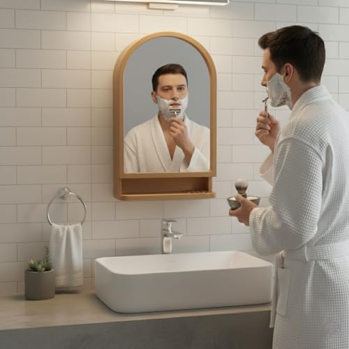 Image of BRANCO Plastic Ideal Mirror Cabinet | Multipurpose Cabinet | Wall Mounted Hanging Mirror Bathroom Accessories | Mirror Cabinet for Living Room, Bathroom, Bedroom (Champagne Gold)