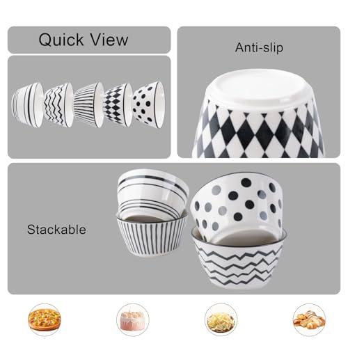 Ramekins Set of 6, 15oz Creme Brulee Dish Set, Small Ramekins in Colourful for Porcelain Creme Brulee Souffle with Covers, Ceramic Custard Cups for Baking, Dishwasher and Oven Safe - Image 6