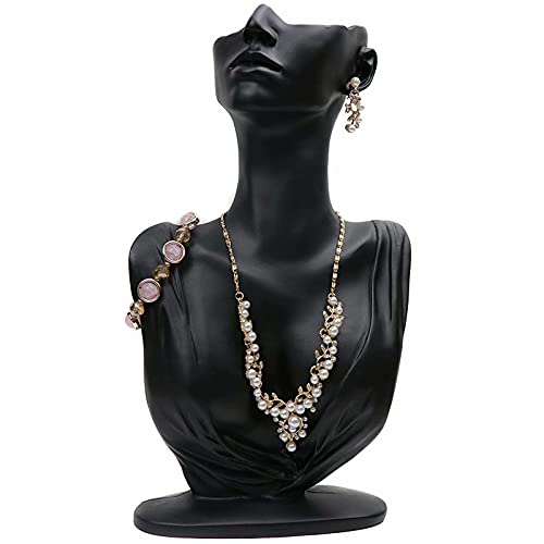 AKEIE Resin Necklace Jewelry storage Holder for Pendant Chain Earring Bust Mannequin Organizer Holder Stand Perfect Home Dressing Table Counter Decor for Women Girl Holiday Birthday Gifts(Black)