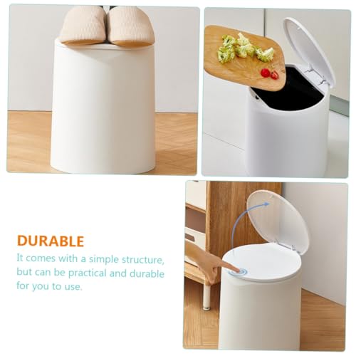 Caneca de basura blanca con tapa para baño y oficina miniatura 7