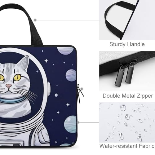 Pochette PC 15 antichoc chat de l'espace avec fermeture zip