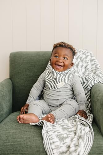 Image of Mebie Baby Muslin Quilt, Forest Green Stripes, 100% Cotton Baby Blanket for Girls & Boys, Newborns to Toddler, Soft Swaddle Blanket, 47 inchx47 inch