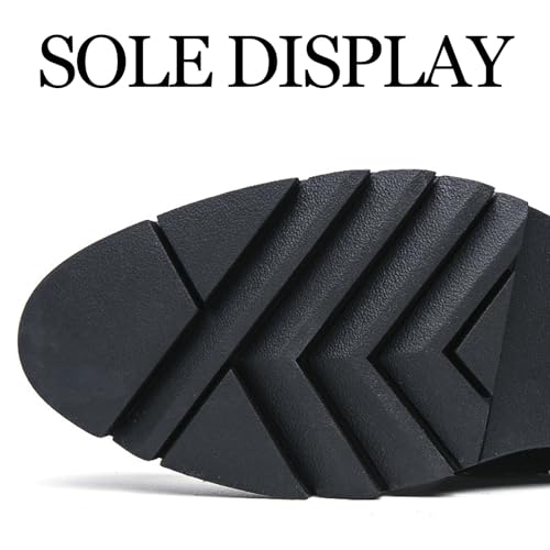 Men's Patent Leather Brogue Slip-On Platform Loafer Shoes with Tassel Fashion Round Toe Low Top Lug Sole Non-Slip Business Dress Shoes for Party Dating Prom4