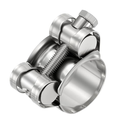 Kozelo 304 Stainless Steel T-Bolt Hose Clamp, Adjustable OD Range 1.3" to 1.4" (32-35mm) Heavy Duty Pipe Strap Clamp, Metal Fuel Line Clamping for Automotive, Plumbing, Industrial