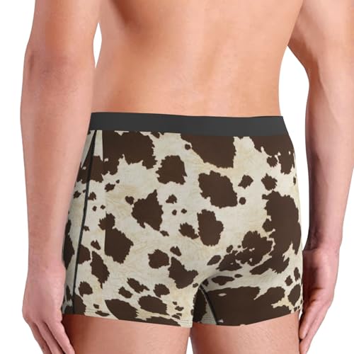 brown Cow Spots print Mens Underwear Boxer Briefs with, Breathable Lightweight, Boxer Briefs for Men4