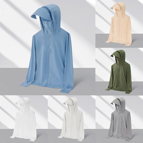 Cambkatl Mens Sun Protection Hoodie with Mask & Visor UPF 50+ Long Sleeve Sun Shirts Rash Guard Fishing Hiking Zip Up Jackets2