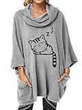 SLYZ Printemps Femmes Nouveau Pull à Capuche De Dessin Animé Lâche Plus La Taille Trois-Quarts Manches Mi-Longueur Haut des Femmes