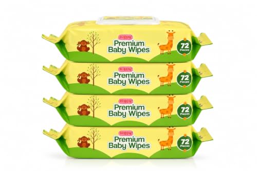 Image of Raainbow Happy Premium Baby Wipes, 72 Wipes, Pack of 4