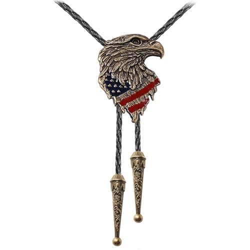 Image of USA 250th Anniversary Western Cowboy Patriotic Eagle Bolo Tie