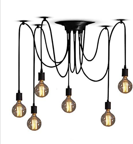 ZHMA Classic Spider pendent Lamps, Ajustable DIY Ceiling Spider Light E27, Rustic Chandelier, Industrial Hanging Light Dining Hall Bedroom Hotel Decoration, 6 Arms(Each with 1.7m Wire)