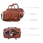 Genuine Leather Duffle Bag for Men | Vintage Weekender Travel Bag | Overnight Carry-On Luggage | Handmade Leather Gym Bag for Men - Image 2