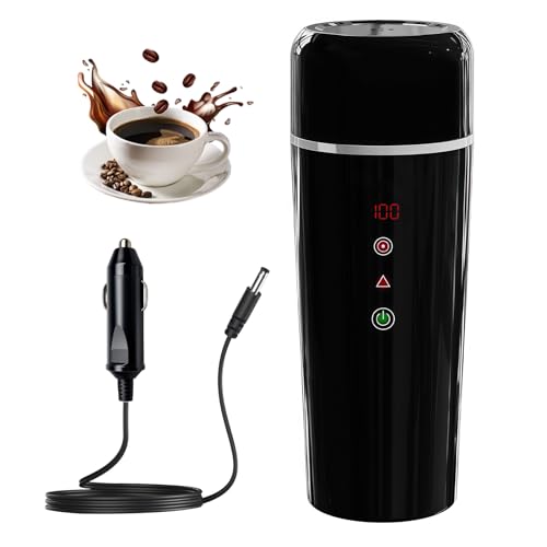 Sonnenspark Bouilloire Électrique Portable 12V, 420ml, Acier Inoxydable 304, Noir, Chauffage Rapide, pour Voiture Camion Taxi, Camping Voyage