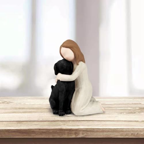 Niejgay Love My Dog Figuren-Statuen, Hundeengel-Freundschafts-Erinnerungsgeschenke, Geformte Handbemalte Figuren für Hundeliebhaber, Schwarz, Einfach zu Verwenden