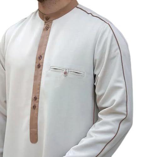 Caftán de manga larga con diseño de cuello redondo suave y corte tradicional árabe 4