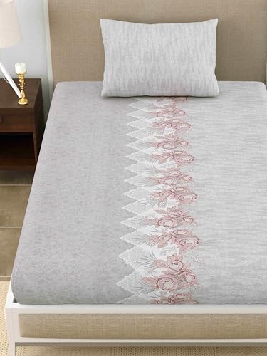 Image of Mafatlal Grandious Pure Cotton Bed Sheet Single Bed | 186 TC | Lightweight & Everyday Soft Fabric | 60 x 90 Inches with 1 Pillow Cover | Quiet Gray