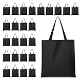 5 | 25 | 50 Pack Economical Reusable Canvas Tote Bag, 10 Oz Washable Thicken Grocery Bag, Plain Canvas Bags with Handles, Blank Bag Suitable for DIY, Tote Bags to Paint(Black) (25, 8.8 x 9.6 Inch)