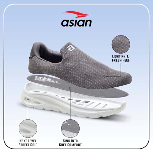 Image of ASIAN Wonderwalk-01 Men's Walking Shoes | Lightweight Slip-On Sneakers with Memory Foam Cushioning & Breathable Mesh Upper | Perfect for Walking, Office Wear, Travel & Daily Comfort