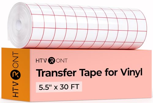 Image of HTVRONT Transfer Tape for Vinyl - 5.5 inch x 30 FT w /Red Alignment Grid Transfer Paper, Easy to Transfer Vinyl Transfer Tape Compatible with Cricut Joy Machine