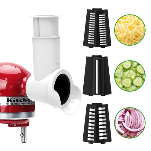 Accesorios para trituradora KitchenAid para batidora de soporte KitchenAid, accesorio para rallador de queso para KitchenAid, accesorios de rebanadora con 3 cuchillas Aien