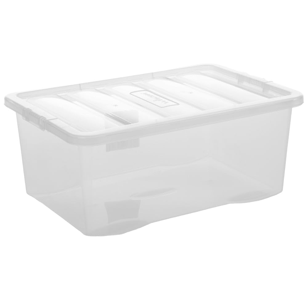 Clear Plastic 4l/7L/11L/14L/25L/32L/37L/45L/60L/80L WHAM Crystal Storage Box with Lid Multi Us Home Office & Workplace Stackable Strong Boxes (Plastic, 45L)