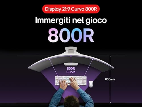 UltraGear OLED 39GS95QE Monitor Gaming 39", 21:9 Curvo (800R), WQHD (3440x1440), OLED, 240Hz, 0,03ms (GtG), G-Sync, FreeSync Premium Pro, HDR 400 True Black, HDMI 2.1, DisplayPort, Bianco - Monitor - Immagine 3