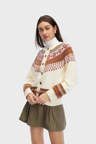 Cropped Cardigan for Women Fair Isle Sweater Women Crew Neck Button Down Women Christmas Cardigan Cute Outfit4