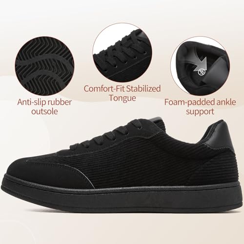 Witwatia Sneakers for Women Suede & Corduroy Trendy Women’s Shoes Non-Slip Walking Shoes with Memory Foam Insole Black US 73