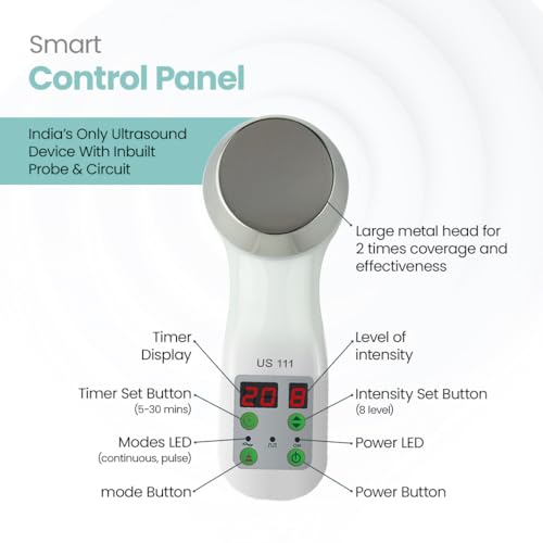 UltraCare PRO US 111 Portable Ultrasound Machine for Physiotherapy | Equipment for Home & Clinic | Massager for Back, Knee, Shoulder & All Kinds of Joint & Muscle Pain Relief with 1 Yr Warranty,White