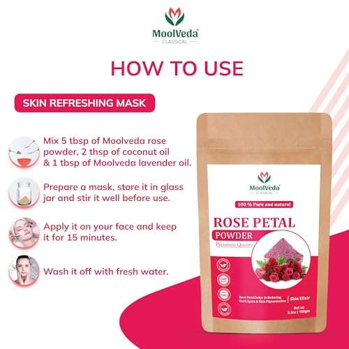 Image of Pure & Natural Rose Petal Powder | Face Pack & Face Mask for Skin Care | Glowing Skin Care | 100 g