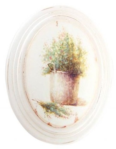 Tableau ovale fleurs en pot pour une déco de salon vintage M2