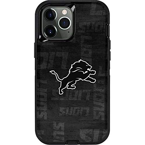 Skinit Decal Phone Skin Compatible with OtterBox Defender Case for iPhone 12 Pro Max - Officially Licensed NFL Detroit Lions Black & White Design