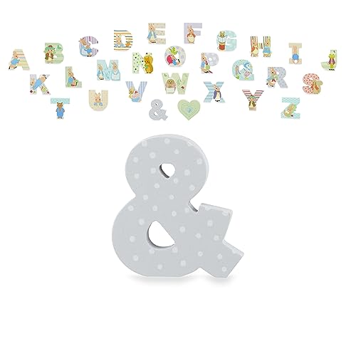 Image of ORANGE TREE Peter Rabbit Wooden Letters Toys, Letter & Ampersand - Alphabet Animal Letter for Personalised Baby Name, Toy Box, Door, Wall Decorations, Animals Nursery Decor, Boys Girls Bedroom